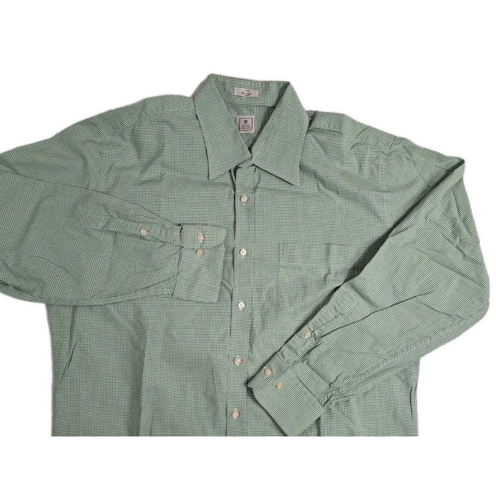 Peter Millar Shirt Men Large Green Plaid Button Up Long Sleeve Casual Crown